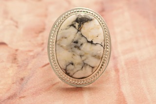 Genuine White Buffalo Turquoise Sterling Silver Navajo Ring